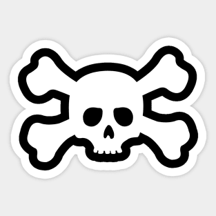 Simple White Crossbones Skull Sticker